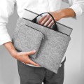 laptop sleeve with black zipper and hands MacBook felt case hand made cover 14 inch