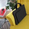 dark grey felt laptop sleeve with black zipper and hands MacBook case 16 inch cover