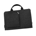dark grey felt laptop sleeve with black zipper and hands MacBook case 13 inch cover