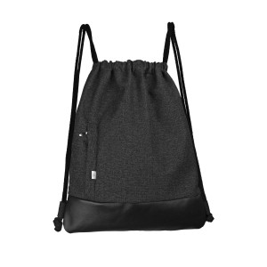 BACKPACK BLACK FAUX LEATHER