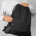 backpack dark grey with black bottom drawstring bag