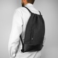 backpack dark grey with black bottom drawstring bag