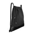backpack dark grey with black bottom drawstring bag