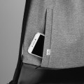 light grey backapck black bottom drawstring bag
