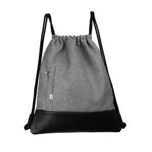 LIGHT GREY BACKPACK FAUX LEATHER