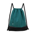 turquise backapck with black bottom drawstring bag