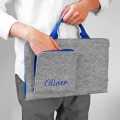 personalized macbook case with hands and name in blue felt laptop sleeve