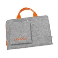MacBook felt sleeve with hands personalized laptop cover embroided name in orange