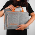 MacBook felt sleeve with hands personalized laptop cover embroided name in orange