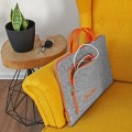 MacBook felt sleeve with hands personalized laptop cover embroided name in orange