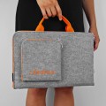 MacBook felt sleeve with hands personalized laptop cover embroided name in orange