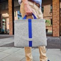 shoulder male felt bag with blue car belt straps 15 inch laptop bag