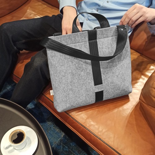 shoulder male felt bag with black car belt straps 15 inch laptop bag