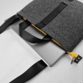 dark grey felt shoulder bag with black car belt straps 15 inch laptop male bag
