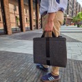 dark grey felt shoulder bag with black car belt straps 15 inch laptop male bag