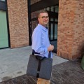 dark grey felt shoulder bag with black car belt straps 15 inch laptop male bag