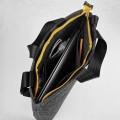 dark grey felt shoulder bag with black car belt straps 15 inch laptop male bag