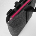 dark grey felt shoulder bag with black car belt straps 15 inch laptop male bag