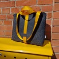 shoulder bag dark grey felt with yellow car belt straps 15 inch laptop male bag