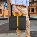 shoulder bag dark grey felt with yellow car belt straps 15 inch laptop male bag