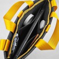 shoulder bag dark grey felt with yellow car belt straps 15 inch laptop male bag