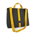 shoulder bag dark grey felt with yellow car belt straps 15 inch laptop male bag