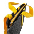 shoulder bag dark grey felt with yellow car belt straps 15 inch laptop male bag