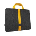 shoulder bag dark grey felt with yellow car belt straps 15 inch laptop male bag