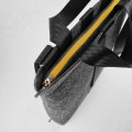 dark grey felt laptop 15 inch shoulder bag with black car belt straps