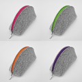 felt pencil case dumpling pouch with colour zipper