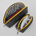 dark grey felt pencil case mini dumpling pouch bag with colour zipper