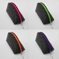 dark grey felt pencil case mini dumpling pouch bag with colour zipper