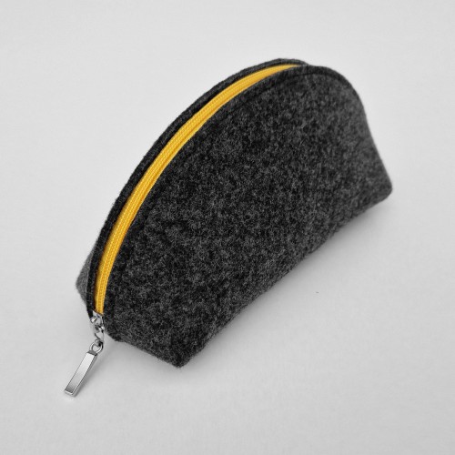 dark grey felt pencil case mini dumpling pouch bag with colour zipper