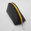 dark grey felt pencil case mini dumpling pouch bag with colour zipper