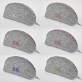 personalized felt pen case dumpling mini bag felt pouch with colour zipper and embroidery