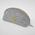 personalized felt pen case dumpling mini bag felt pouch with colour zipper and embroidery