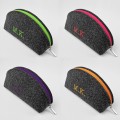 personalized dark grey felt pencil case dumpling pouch bag with colour zipper