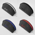 personalized dark grey felt pencil case dumpling pouch bag with colour zipper
