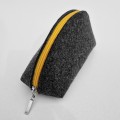 personalized dark grey felt pencil case dumpling pouch bag with colour zipper