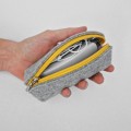 mini felt pouch ligh grey felt with colour zipper