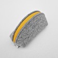 mini felt pouch ligh grey felt with colour zipper