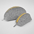 mini felt pouch ligh grey felt with colour zipper