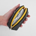 dark grey flet pouch mini dumpling case with colour zipper