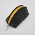 dark grey flet pouch mini dumpling case with colour zipper