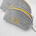 personalized mini felt pouch dumpling case with embroidery