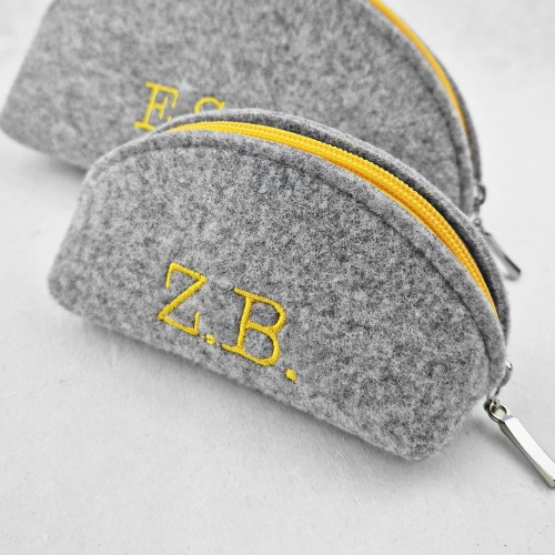 personalized mini felt pouch dumpling case with embroidery