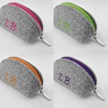 personalized mini felt pouch dumpling case with embroidery