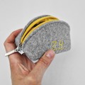 personalized mini felt pouch dumpling case with embroidery