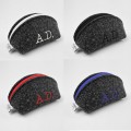 personalized mini felt pouch dark grey dumpling case