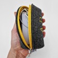 personalized mini felt pouch dark grey dumpling case